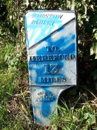 Bridstow Parish mile marker - 13 miles to Hereford