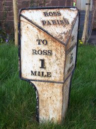Ross Parish mile marker - 1 mile to Ross