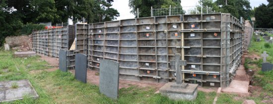 The shuttering for the boundary wall (22-8-09)
