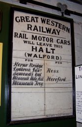 Walford Halt destination board