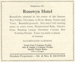 Rosswyn Hotel advert 1960