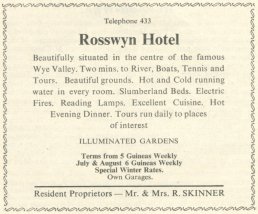 Rosswyn Hotel advert 1960