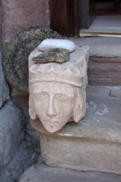 Carved stone head