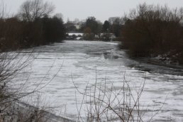 Ice on the River Wye looking towards Wilton