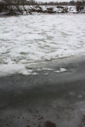 Closeup of ice on the River Wye near to the Rowing Club