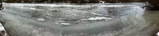 Ice on the River Wye at the canoe launch below the Hope and Anchor
