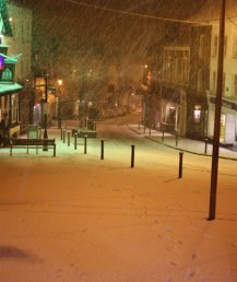 The Market Place and Broad Street in the snow