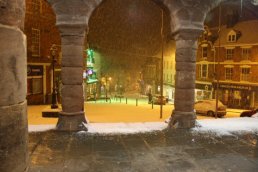 The snow viewed from under the Market House