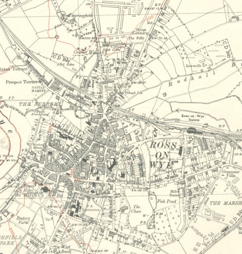 Ross-on-Wye from a 1952 OS map