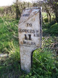Lea Line (Lea Parish) mile marker - 11 miles to Gloucester