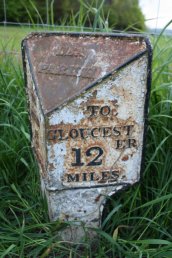 Lea (Lea Parish) mile marker - 12 miles to Gloucester