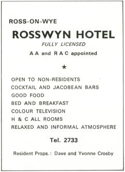 Rosswyn Hotel advert 1972