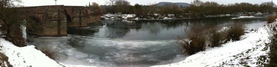 Ice on the River Wye below Wilton Bridge