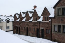The Alms Houses in the snow