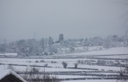 The view of Weston-under-Penyard in the snow